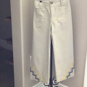 Maeve (Anthropologie) tan khaki pants with gold and black piping